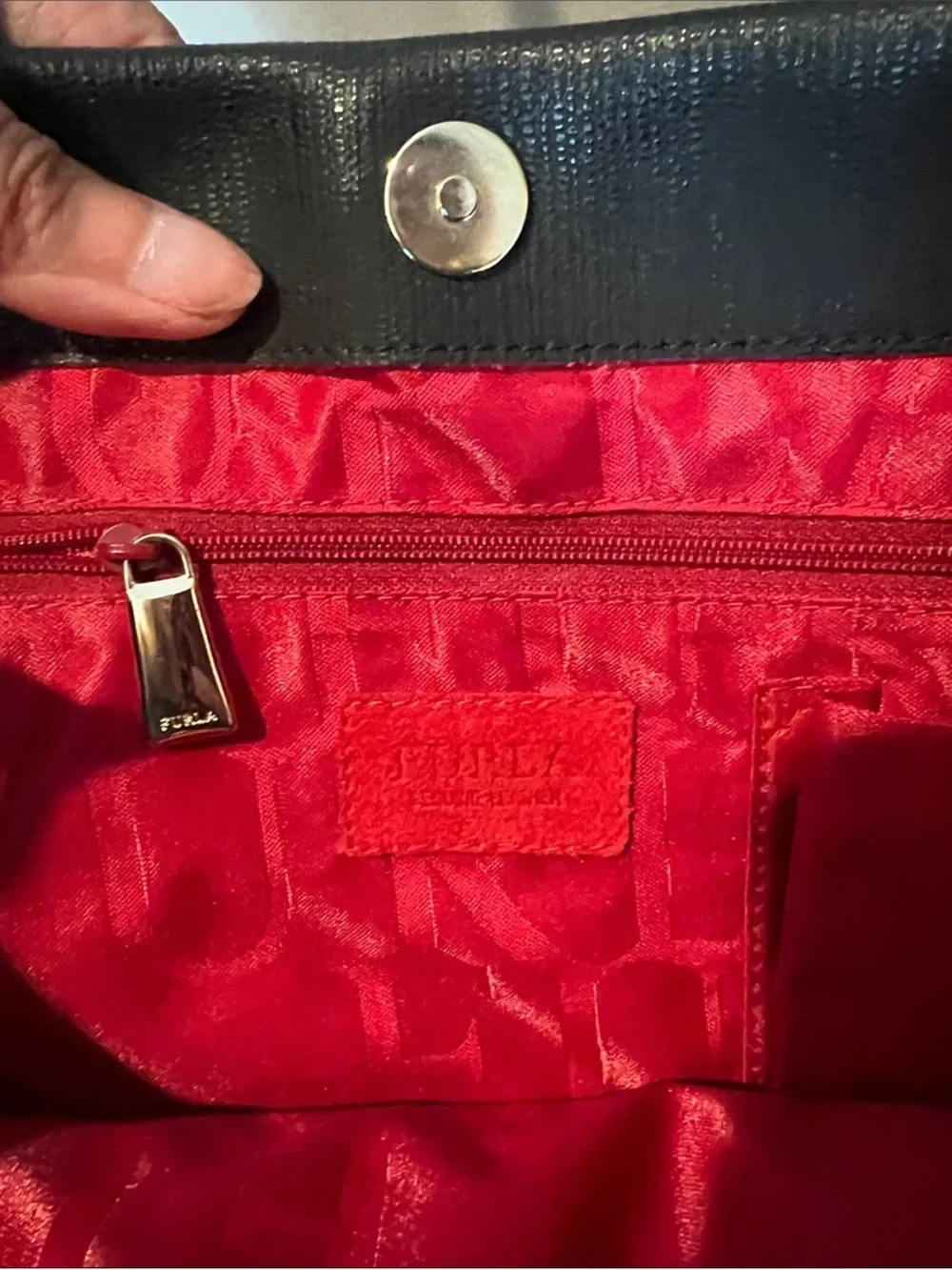 Furla Milano Leather Tote with Gold Padlock